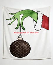 Grinch LV Ornament Blanket Christmas LV Monogram Blanket 103